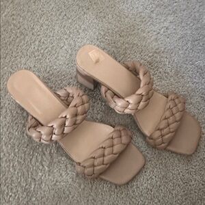 Braided Tan Heeled Sandals